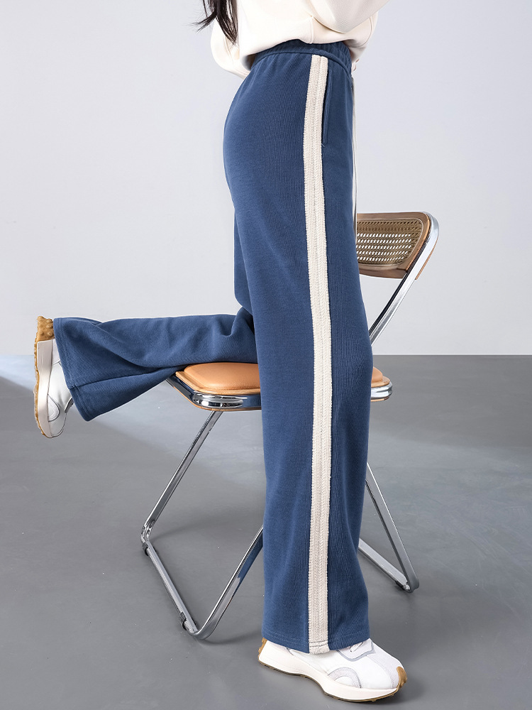 2025 New High-Waisted Straight-Leg Wide-Leg Pants Loose and Slimming Casual Pants for Women with Drape and Floor-Length Blue Pants with Design Sense