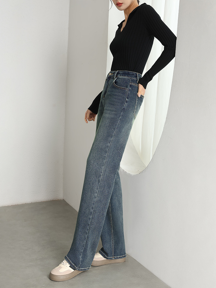 Narrow Straight-Leg Xintang Denim Jeans for Women, Slimming, 2025 Spring New Style, High-Waisted, for Petite Women, Elastic Pants